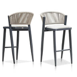 PURPLE LEAF Counter Height Bar Stool Set of 2 Outdoor Stool Chair with Footrest Patio Bar Height Stools Rattan Barstools for Outdoor or Indoor