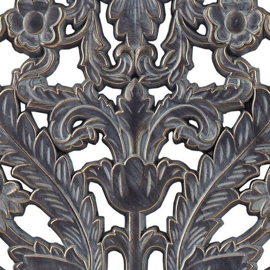 Antique Carved Wooden Boho Wall Art Decor, Dark