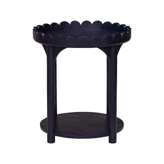 Scalloped Round Side Table Navy Blue