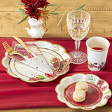 Burgundy Blush Floral Paper Plates Set of 16
