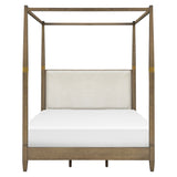 Upholstered Headboard Canopy Bed Brown, Queen *