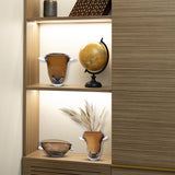 Smokey Umber Flared Edged Glass Vase- Tall