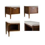 Accent Bench with Storage and Upholstered Cushion, Walnut