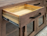 3 Drawer 4 Glass Doors Console | Natural Parota Furniture