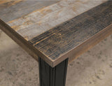 65" Loft Brown Pine Wood Table with Hand-Forged Iron Hardware