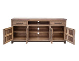 Natural Parota TV Stand - 2 Drawer 2 Door Glass TV Console