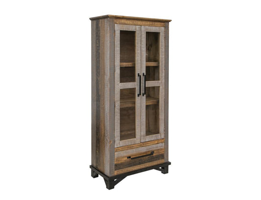 1 Drawer 2 Doors Cabinet - Loft Brown Pine Wood Collection