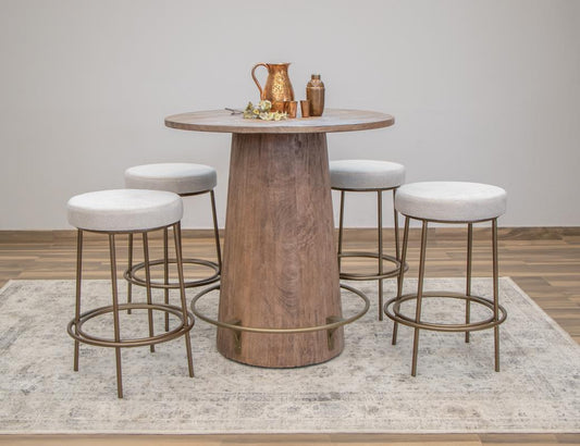 Upholstered Barstool 30" - Wooden Frame Metal Base Chair