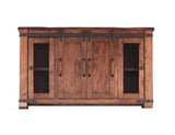 4 Doors 60" TV Stand - Parota Wood with Metal Details