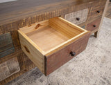 2 Drawer End Table - Rustic Antique Multicolor Solid Pine