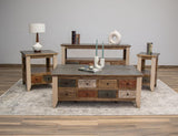 2 Drawer End Table - Rustic Antique Multicolor Solid Pine