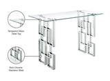 Alexis Glass Console Table - Modern Chrome Finish with Geometric Design for Stylish Living Room Décor