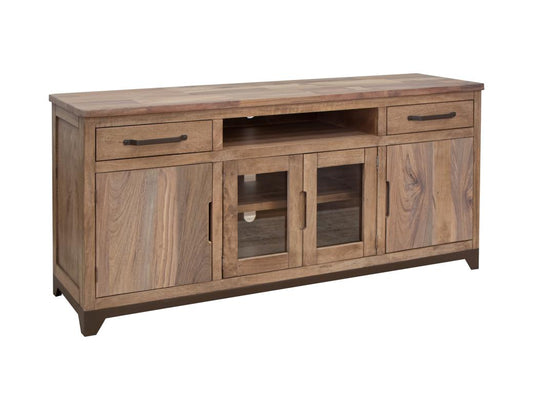 Natural Parota TV Stand - 2 Drawer 2 Door Glass TV Console