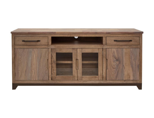 Natural Parota TV Stand - 2 Drawer 2 Door Glass TV Console