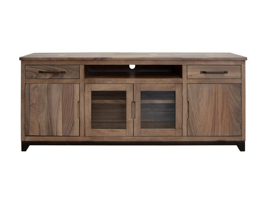 Natural Parota TV Stand - 2 Drawer, 2 Door, Glass Door Storage