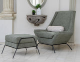 Wooden Frame Ottoman with Metal Base - Stylish & Comfortable