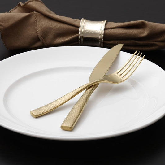 Lucca Faceted Brushed Gold 5pc Place Setting