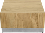 Acacia Wood Coffee Table with Stunning Grain Design and Sturdy Metal Base for Modern Living Spaces