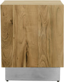 Acacia End Table with Rich Wood Grain and Gold Metal Base for a Modern Contemporary Look