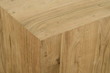 Acacia End Table with Rich Wood Grain and Gold Metal Base for a Modern Contemporary Look