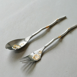Sakura Stainless Steel Coffee Spoon & Fork Set