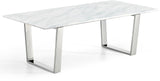 Carlton Contemporary Chrome Coffee Table with Genuine Marble Veneer Top for Modern Living Rooms