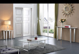 Carlton Contemporary Chrome Coffee Table with Genuine Marble Veneer Top for Modern Living Rooms