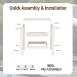 White Hdpe 2‑Tier Indoor & Outdoor Side Accent Table