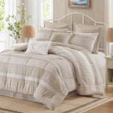 7 Piece Shabby Chic Comforter Set, Neutral