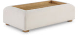 Diana Cream Coffee Table - Elegant Art Deco Design with Textured Fabric for Modern Living Spaces