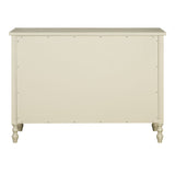 46"W 6-Drawer Small Spindle Wood Dresser, Antique Cream *