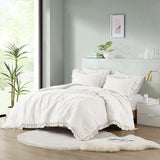 Diamond Quilted Ruffle Edge Comforter Set, Ivory