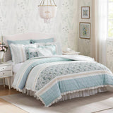 Shabby Chic 9-Piece Comforter/DuveSett Cover , Blue
