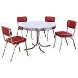 Retro 5-piece Round Dining Table Set - White and Red