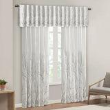 Wholesale Embroidered Branches Faux Silk Window Panel, White