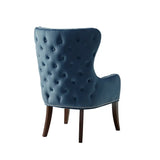 Wholesale Button Tufted Back Winged Track Arms Accent Chair, Blue