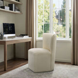 Cube-Inspired Curved Back Dining Motion Chair, Cream