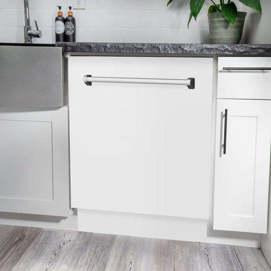 24" Dishwasher with White Matt panel, Stainless Tub, DWV-WM-24