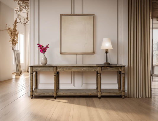 Handcrafted Tiffany Sofa Table | Solid Pine Wood with Turned Legs