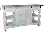 3 Drawer 2 Door Wood Kitchen Island | Farmhouse Chic Stone Collection