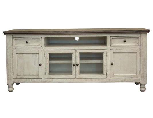 2 Drawer 4 Doors 80" TV Stand - Farmhouse Chic Stone Collection