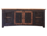 Pueblo Black TV Stand - 2 Sliding & 2 Mesh Doors Solid Pine
