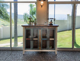 4 Glass Door 50" Console - Antique Pine Rustic Furniture