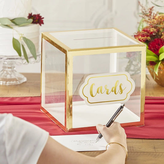 Gold Frame Collapsible Acrylic Card Box