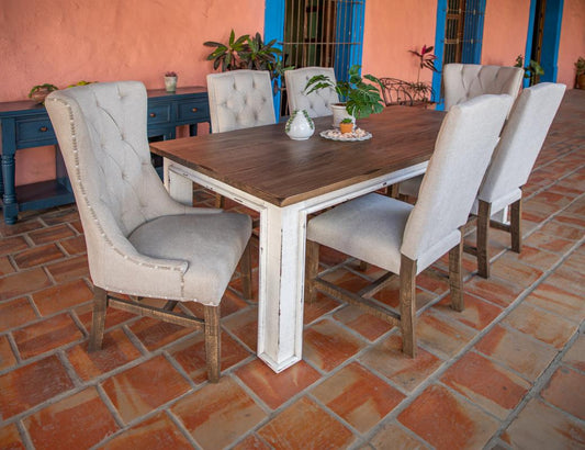 Aruba Button-Tufted Back Chair | Durable Polyester Linen-Look