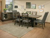 Loft Brown Wooden Dining Chair - Solid Pine with Grey Upholstery