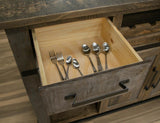 2 Drawer 2 Doors Bar | Loft Brown Pine Wood Hand-Stained