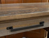 5 Drawer Desk - Loft Brown Pine Wood Desk with Iron Hardware