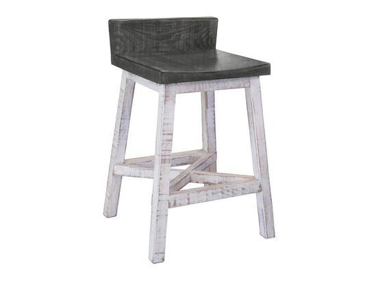 24" Wooden Barstool - Distressed Two-Tone Vintage Style