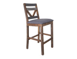 Barstool 30" - Loft Brown Pine Wood Bar Stool with Backrest